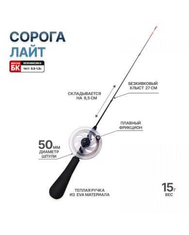 Зимняя безкивковая удочка "Сорога Лайт БК"  0,5 - 1,5г (оригинал)